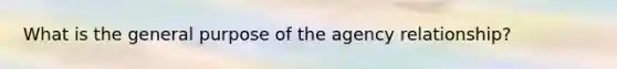 What is the general purpose of the agency relationship?