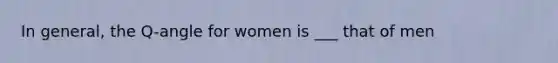 In general, the Q-angle for women is ___ that of men