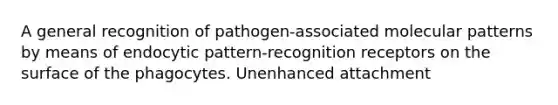 A general recognition of pathogen-associated molecular patterns by means of endocytic pattern-recognition receptors on the surface of the phagocytes. Unenhanced attachment