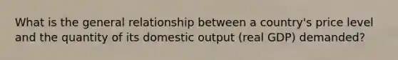 What is the general relationship between a country's price level and the quantity of its domestic output (real GDP) demanded?