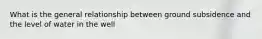 What is the general relationship between ground subsidence and the level of water in the well