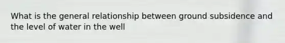 What is the general relationship between ground subsidence and the level of water in the well