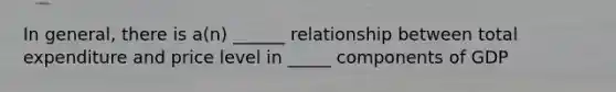 In general, there is a(n) ______ relationship between total expenditure and price level in _____ components of GDP