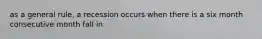 as a general rule, a recession occurs when there is a six month consecutive month fall in