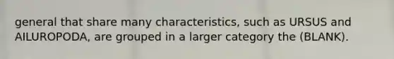 general that share many characteristics, such as URSUS and AILUROPODA, are grouped in a larger category the (BLANK).