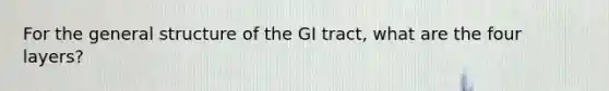 For the general structure of the GI tract, what are the four layers?