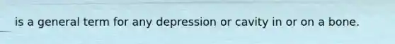 is a general term for any depression or cavity in or on a bone.