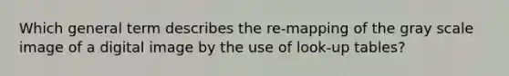 Which general term describes the re-mapping of the gray scale image of a digital image by the use of look-up tables?