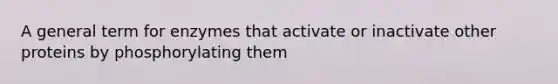 A general term for enzymes that activate or inactivate other proteins by phosphorylating them