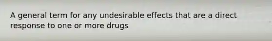 A general term for any undesirable effects that are a direct response to one or more drugs