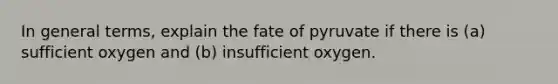 In general terms, explain the fate of pyruvate if there is (a) sufficient oxygen and (b) insufficient oxygen.