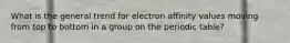 What is the general trend for electron affinity values moving from top to bottom in a group on the periodic table?