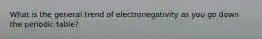 What is the general trend of electronegativity as you go down the periodic table?