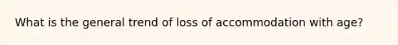 What is the general trend of loss of accommodation with age?