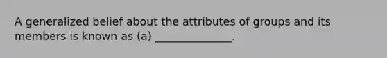 A generalized belief about the attributes of groups and its members is known as (a) ______________.