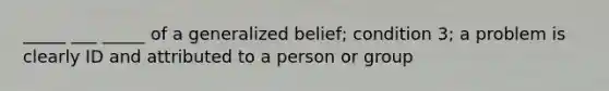 _____ ___ _____ of a generalized belief; condition 3; a problem is clearly ID and attributed to a person or group