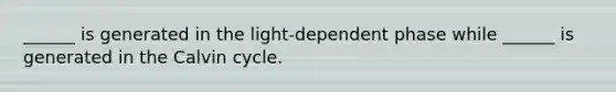 ______ is generated in the light-dependent phase while ______ is generated in the Calvin cycle.