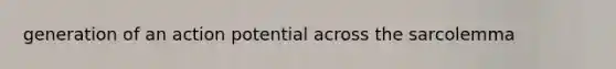 generation of an action potential across the sarcolemma