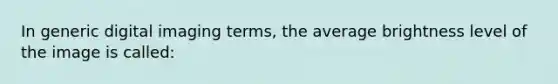 In generic digital imaging terms, the average brightness level of the image is called: