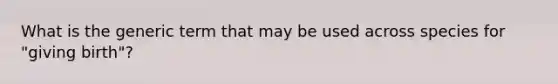 What is the generic term that may be used across species for "giving birth"?