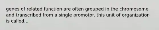 genes of related function are often grouped in the chromosome and transcribed from a single promotor. this unit of organization is called...