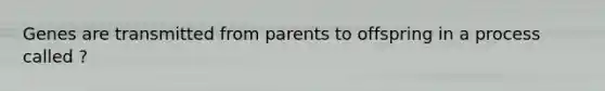 Genes are transmitted from parents to offspring in a process called ?