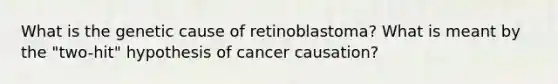 What is the genetic cause of retinoblastoma? What is meant by the "two-hit" hypothesis of cancer causation?