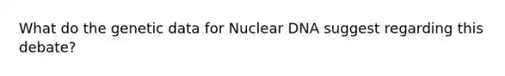 What do the genetic data for Nuclear DNA suggest regarding this debate?