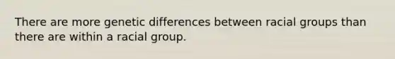 There are more genetic differences between racial groups than there are within a racial group.