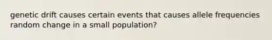 genetic drift causes certain events that causes allele frequencies random change in a small population?