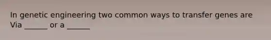 In genetic engineering two common ways to transfer genes are Via ______ or a ______