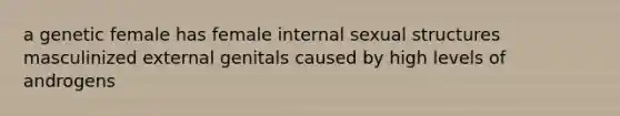 a genetic female has female internal sexual structures masculinized external genitals caused by high levels of androgens