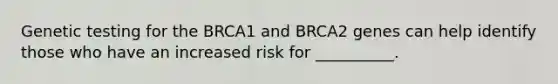 Genetic testing for the BRCA1 and BRCA2 genes can help identify those who have an increased risk for​ __________.