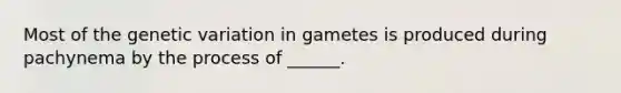 Most of the genetic variation in gametes is produced during pachynema by the process of ______.