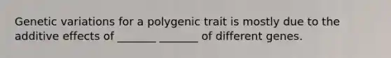 Genetic variations for a polygenic trait is mostly due to the additive effects of _______ _______ of different genes.