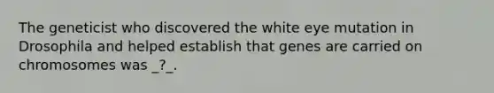 The geneticist who discovered the white eye mutation in Drosophila and helped establish that genes are carried on chromosomes was _?_.