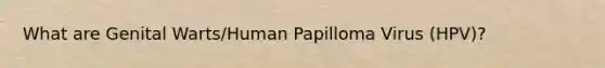 What are Genital Warts/Human Papilloma Virus (HPV)?