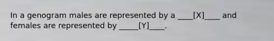 In a genogram males are represented by a ____[X]____ and females are represented by _____[Y]____.