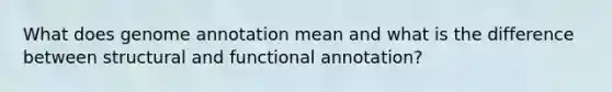 What does genome annotation mean and what is the difference between structural and functional annotation?