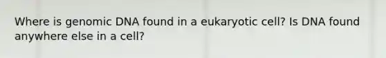 Where is genomic DNA found in a eukaryotic cell? Is DNA found anywhere else in a cell?