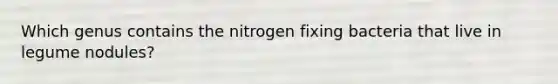 Which genus contains the nitrogen fixing bacteria that live in legume nodules?