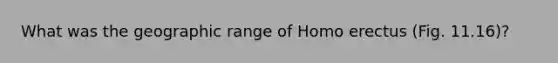 What was the geographic range of Homo erectus (Fig. 11.16)?