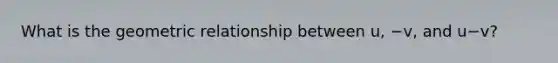 What is the geometric relationship between u​, −v​, and u−v​?