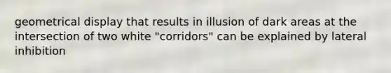 geometrical display that results in illusion of dark areas at the intersection of two white "corridors" can be explained by lateral inhibition