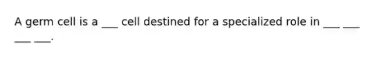 A germ cell is a ___ cell destined for a specialized role in ___ ___ ___ ___.