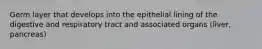 Germ layer that develops into the epithelial lining of the digestive and respiratory tract and associated organs (liver, pancreas)