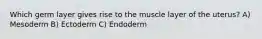 Which germ layer gives rise to the muscle layer of the uterus? A) Mesoderm B) Ectoderm C) Endoderm