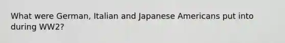 What were German, Italian and Japanese Americans put into during WW2?