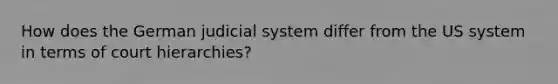 How does the German judicial system differ from the US system in terms of court hierarchies?