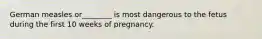 German measles or________ is most dangerous to the fetus during the first 10 weeks of pregnancy.